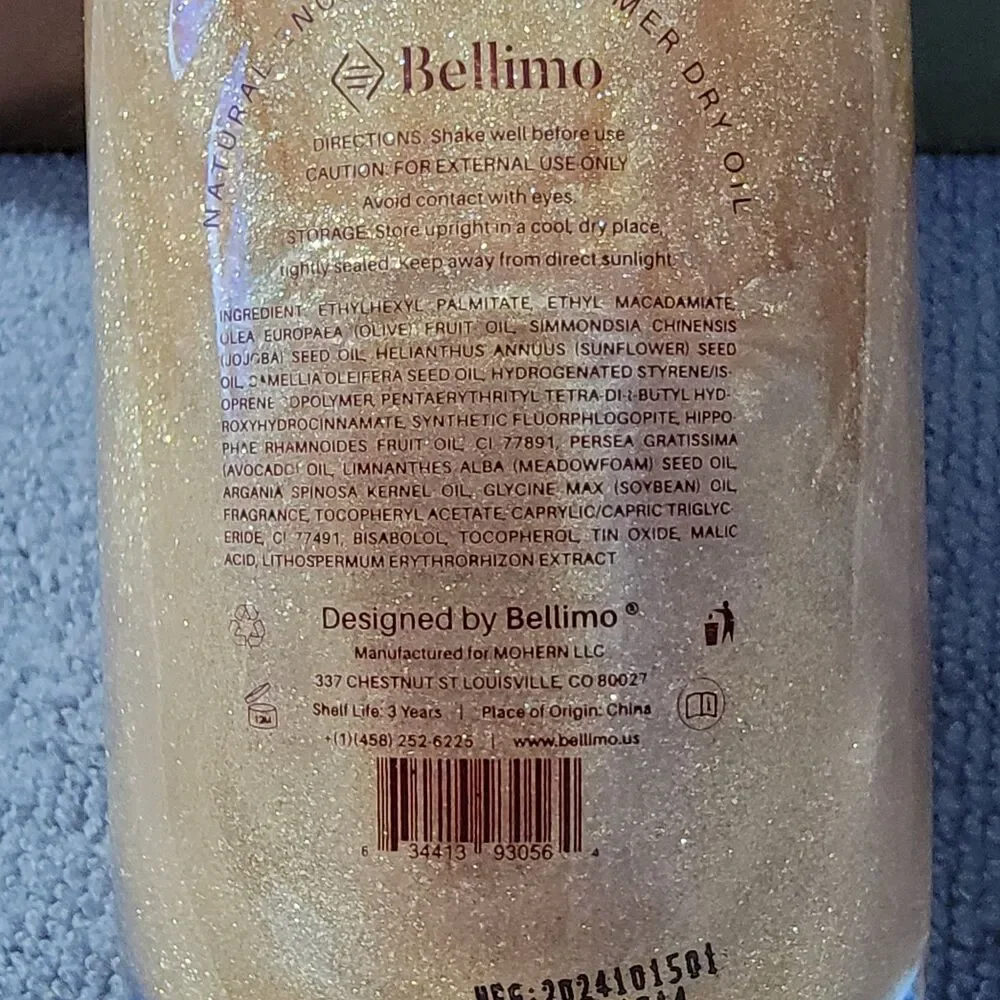 Bellimo Natural Enhanced Shimmer Dry Oil Amber New in Box